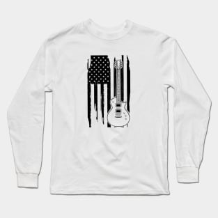 Guitar American Flag Long Sleeve T-Shirt